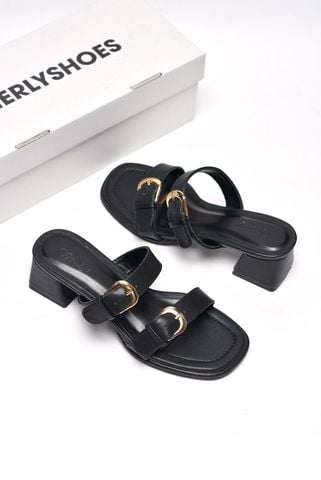 Guốc Nữ Đen Quai Ngang Gắn Khoá Đế Vuông Thấp 3cm Merly 1607 Đen Bigsize 35-43, Dép Cao Gót, Dép Sandals Nữ, Guốc Mặc Áo Dài, Guốc Đi Biển, Guốc Nữ Big Size