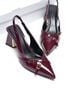 Giày Cao Gót Đế Vuông Slingback 5cm 7cm Màu Đỏ Rượu Big Size