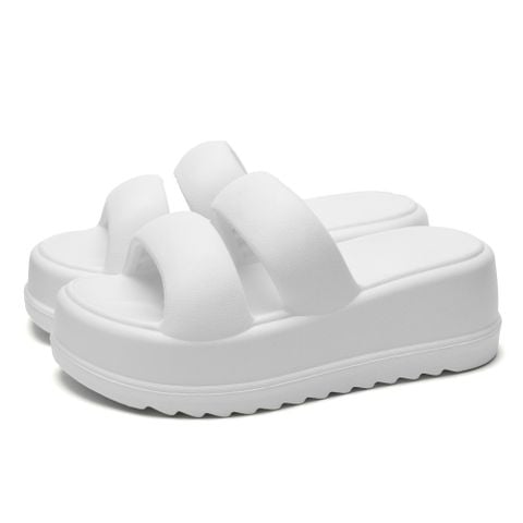 Dép Bánh Mì Đế Cao 7cm Hai Quai Ngang Nữ Đen/Trắng Nhựa Chống Trượt EVA 1611N, Dép Đi Chơi, Dép Đi Biển, Dép Nữ Bigsize 36-41