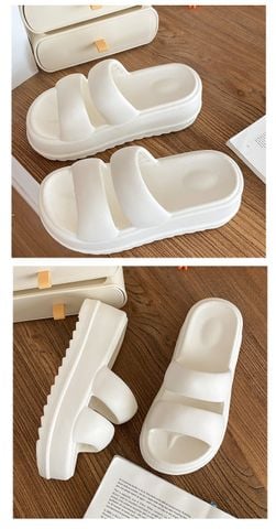 Dép Bánh Mì Đế Cao 7cm Hai Quai Ngang Nữ Đen/Trắng Nhựa Chống Trượt EVA 1611N, Dép Đi Chơi, Dép Đi Biển, Dép Nữ Bigsize 36-41