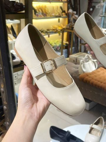 [PHOM TO] Giày Búp Bê Quai Ngang Mary Jane Bệt Merly 1629 Kem Nhạt Bigsize 35-43, Giày Búp Bê Nữ, Giày Bệt Nữ, Giày Màu Nude
