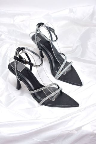 Sandal Mũi Nhọn Dây Đá Gót Nhọn 9cm Đi Tiệc Sang Chảnh