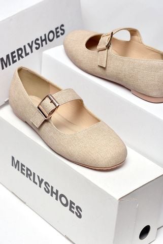 [Form to lùi 1 size] Giày Búp Bê Quai Ngang Mary Jane Bệt Merly 1629 Nâu Da Giả Jean Bigsize 35-43, Giày Búp Bê Nữ, Giày Bệt Nữ