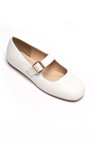 [PHOM TO] Giày Búp Bê Quai Ngang Mary Jane Bệt Merly 1629 Trắng Hạt Dẻ Gân Vải Sang Bigsize 35-43, Giày Búp Bê Nữ, Giày Bệt Nữ