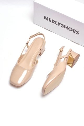 Giày Bít Mũi Thấp 3cm Slingback Merly 1630 Nude, Giày Big Size Nữ 35-43, Giày Công Sở Nữ
