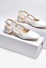 Giày Đế Vuông Thấp 3cm Bít Mũi Hở Gót Mũi Vuông Slingback Merly 1630 Trắng