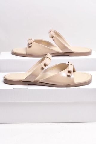 Dép Lê Nữ Hai Quai Mảnh Nơ Ngang Merly 1632 Nude Kem, Dép Nữ Big Size 35-43, Dép Bệt Nữ, Dép Nữ Mũi Vuông