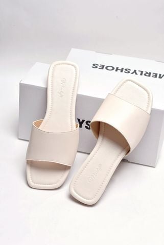 Dép Lê Nữ Big Size 40 41 42 43 Quai Ngang Màu Hồng Pastel Merly 1633, Dép Nữ Quai Ngang Da Mềm
