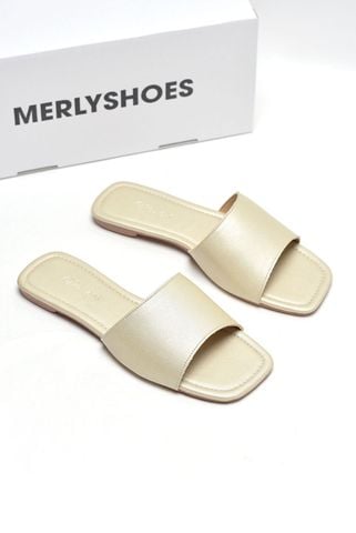 Dép Lê Nữ Quai Ngang Basic Mềm Mại Size 35-43 Merly 1633 Vàng Champagne Lấp Lánh Nhẹ Nhàng