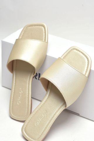 Dép Lê Nữ Quai Ngang Basic Mềm Mại Size 35-43 Merly 1633 Vàng Champagne Lấp Lánh Nhẹ Nhàng