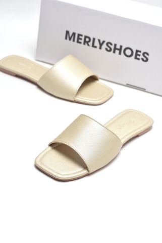 Dép Lê Nữ Quai Ngang Basic Mềm Mại Size 35-43 Merly 1633 Vàng Champagne Lấp Lánh Nhẹ Nhàng