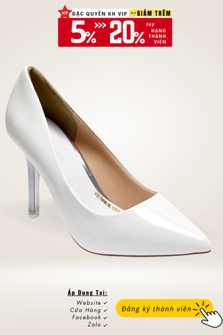 Giày Cao Gót Trắng Mũi Nhọn, Giày Cao Gót 9cm, Gót Trong, Giày Cao Gót Đế Nhọn, Giày Cao Gót Big Size