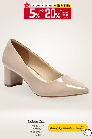 Giày Cao Gót 5cm Mũi Nhọn Đế Vuông, Giày Công Sở Nữ Êm Chân