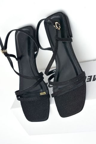 Giày Sandal Nữ Dây Mảnh Đế Vuông 2cm Merly 1590 Đen, Xăng Đan Nữ Big Size 35-43, Dép Sandal Nữ Màu Đen