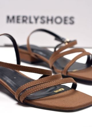Giày Sandal Nữ Dây Mảnh Đế Vuông 2cm Merly 1590 Nude, Xăng Đan Nữ Big Size 35-43, Dép Sandal Nữ Màu Nâu