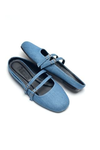 Giày Búp Bê Nữ Vải Jean Xanh Vintage, Giày Sục Nữ Bệt Mũi Vuông Quai Ngang Merly 1593 Jean, Giày Đi Chơi, Dép Sục Nữ, Dép Nữ Bệt, Giày Tiểu Thư Lolita, Giày Bệt Nữ Big Size