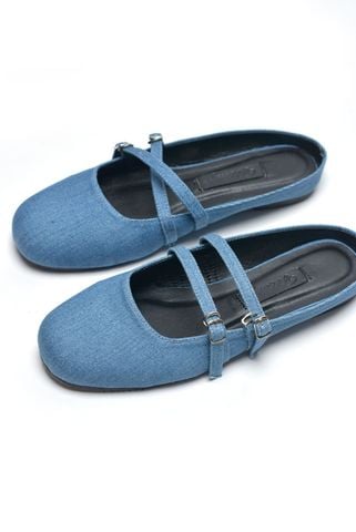 Giày Búp Bê Nữ Vải Jean Xanh Vintage, Giày Sục Nữ Bệt Mũi Vuông Quai Ngang Merly 1593 Jean, Giày Đi Chơi, Dép Sục Nữ, Dép Nữ Bệt, Giày Tiểu Thư Lolita, Giày Bệt Nữ Big Size