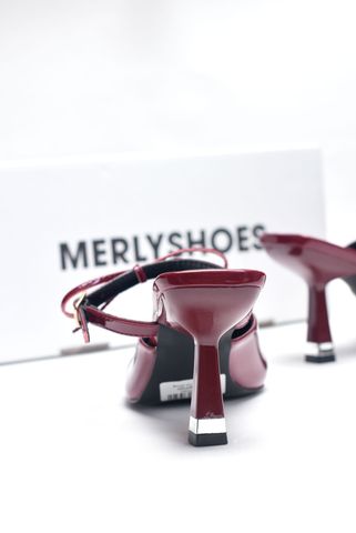 Giày Sục Cao Gót Mũi Nhọn Quai Ngang Buộc Nơ Rời Gót Nhọn 7cm Merly 1587 Đỏ Big Size 35-43, Giày Cao Gót Màu Đỏ, Giày Đi Tiệc, Giày Mặc Áo Dài, Dép Cao Gót Bít Mũi