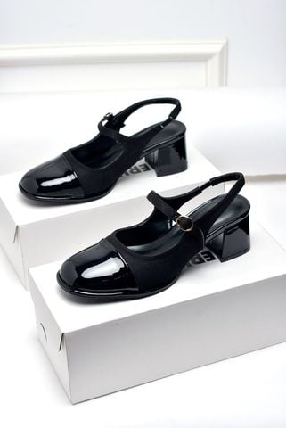 [Restock] Giày Búp Bê Cao Gót Mary Jane Có Quai Ngang, Đế vuông 5cm Merly 1537 Đen, Giày Size 43, Giày Nữ Big Size, Giày Cao Gót Big Size, Slingback, Giày Mũi Vuông