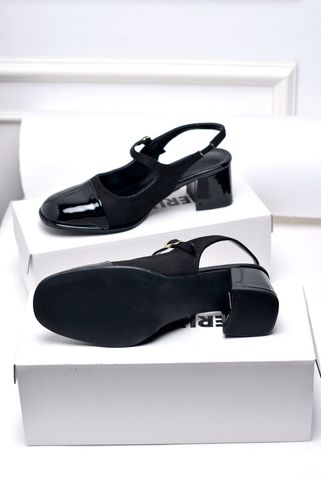 Giày Búp Bê Cao Gót Mary Jane Có Quai Ngang, Đế vuông 5cm Merly 1537 Đen, Giày Size 43, Giày Nữ Big Size, Giày Cao Gót Big Size, Slingback, Giày Mũi Vuông