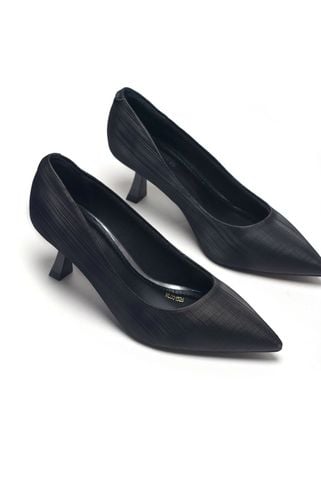 Giày Cao Gót Đen Mũi Nhọn 5cm Merly 1526 Vân Xước, Giày Cao Gót Đế Nhọn, Giày Công Sở Nữ Êm Chân, Giày Cao Gót Big Size 35-43