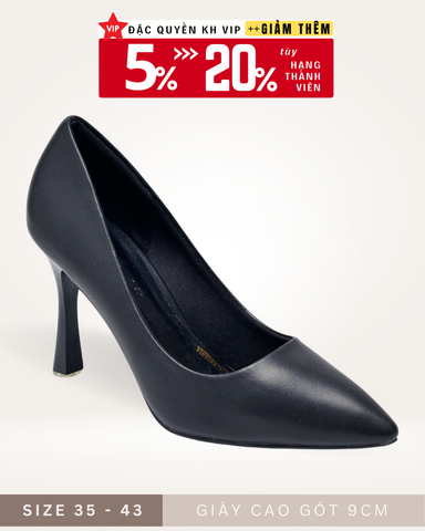 Giày Công Sở Nữ Lót Mút Êm Chân, Giày Big Size 35-43, Giày Cao Gót Mũi Nhọn, Giày Bít Mũi Nữ Thương Hiệu Merly 1578 Đen Mờ