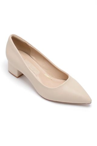 Giày Cao Gót Đế Vuông 3cm Nude Công Sở Nữ Thương Hiệu Merly 1530, Giày Búp Bê Cao Gót, Giày Big Size Nữ, Giày Nữ Size 43, Giày Cao Gót Mũi Nhọn