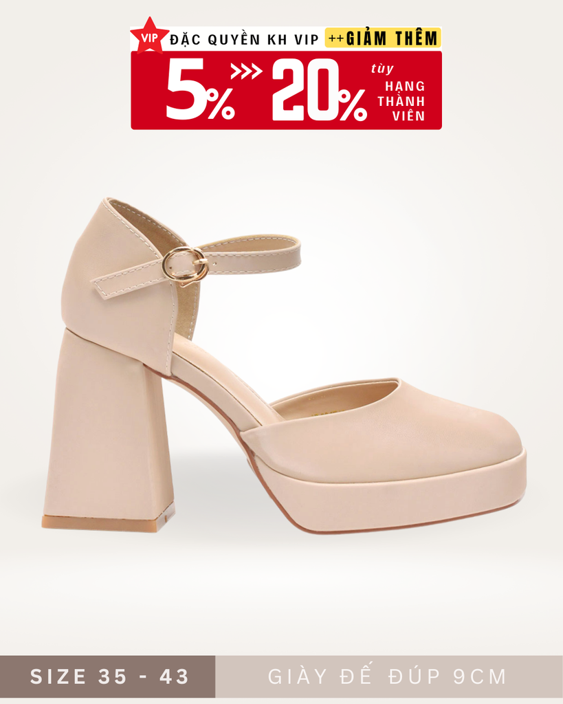 Giày Cao Gót Đế Vuông Sandal Đúp Mũi 9-10cm [ Bigsize 35-43 ] Giày Mary Jane Đế Cao Màu Nude Nâu Tây Merly 1576, Giày Cao Gót Big Size, Giày Da Cao Cấp, Giày Đi Tiệc, Giày Đế Đúp, Sandal Bít Mũi Quai Hậu, Giày Mũi Vuông