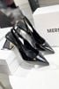 Giày Cao Gót Đen Mũi Nhọn Hở Gót Slingback Đế Vuông 6cm Merly 1490 Đen Bóng Big Size 35-43, Giày Mũi Nhọn, Giày Đi Tiệc, Giày Cao Gót Đế Vuông, Giày Slingback, Giày Cao Gót Big Size