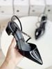 Giày Cao Gót 3cm Mũi Nhọn Dây Đính Đá Đế Vuông Merly 1047 Đen Bóng, Sandal Quai Hậu Bít Mũi, Giày Công Sở Nữ, Giày Cao Gót Bigsize