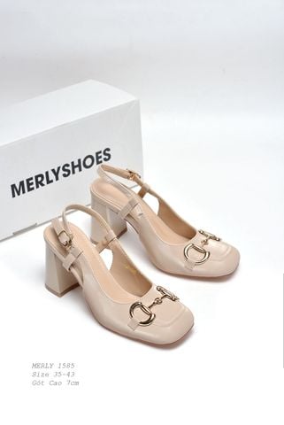 Giày Cao Gót Mũi Vuông Gucci Đế Vuông 7cm Màu Nâu Nude, Giày Cao Gót Big Size