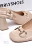 Giày Cao Gót Mũi Vuông Gucci Đế Vuông 7cm Màu Nâu Nude, Giày Cao Gót Big Size