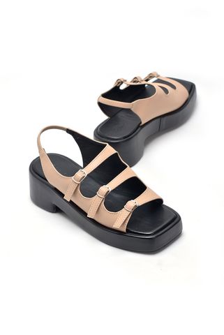 Giày Sandal Nữ Đế Cao 5cm Merly 1552 Kem x Đen, Giày Big Size 35 - 43, Xăng Đan 3 Quai Ngang, Dép Xăng Đan Dây Che Khuyết Điểm Chân Chống Nắng, Giày Bánh Mì Nữ, Hậu Thun Tiện Dụng Thích Hợp Đi Du Lịch