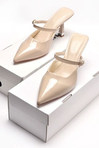 Giày Cao Gót 7cm Sục Cao Gót Mũi Nhọn Màu Nude Cao Cấp, Giày Cao Gót Bigsize Thương Hiệu Merly 1587, Shop Giày big size số 1 TPHCM