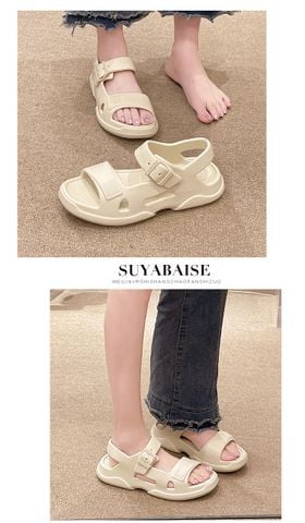 Sandal Nữ Đi Mưa Mới 2025, Giày Xăng Đan Nhựa Eva Cao Cấp Trắng / Đen