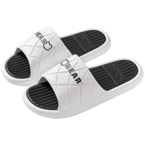 Dép Nhựa Quai Ngang Đi Trong Nhà Bear 1615N Nâu/Trắng Bigsize 36-45, Dép Đế Bệt Chống Trượt Nam/Nữ Unisex, Dép Cặp, Dép Nhóm, Dép Nữ Bigsize