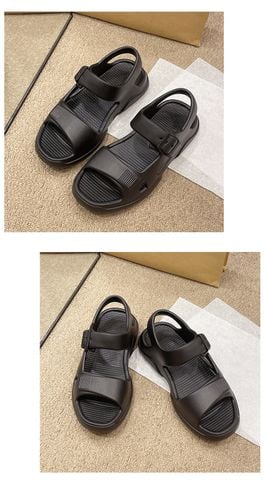 Sandal Nữ Đi Mưa Nhựa Eva 1622N Đen/Trắng Đế Dày Dặn Bám Nền Hai Quai Ngang Năng Động Size 36-41 Chuẩn Form [Chân Dầy Đăng 1 Size], Giày Xăng Đan Nhựa Cao Cấp
