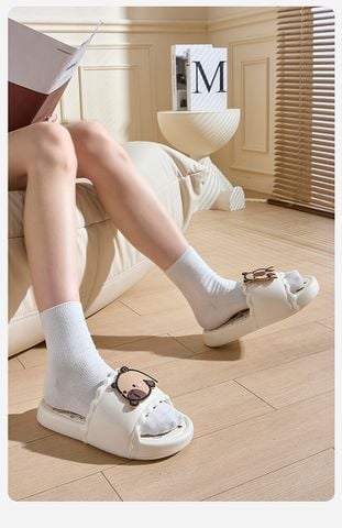 Dép Quai Ngang Nữ 1616N Trắng Phong Cách Tiểu Thư Hình Capybara Meme Size 36-41 Nhựa Eva Mềm Đế Dày Dặn, Dép Đi Mưa, Dép Đi Biển, Dép Đi Trong Nhà