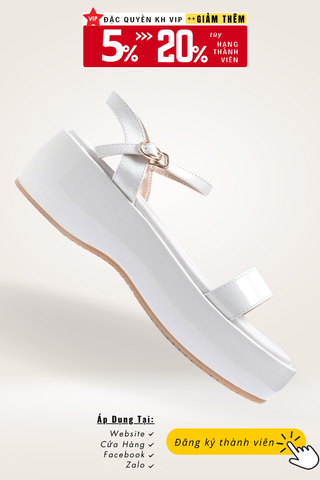 Sandal Nữ Quai Ngang, Giày Dép Bánh Mì,  5cm Merly 1525 Trắng, Xăng Đan Đế Xuồng, Sandals Nữ, Dép Bánh Mì Nữ Chính Hãng, Giày Platform, Dép Xăng Đan Nữ Cao Cấp, Giày Nữ Big Size