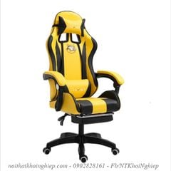 Ghế gaming đẹp giá rẻ có gác chân màu Vàng Đen CGF01