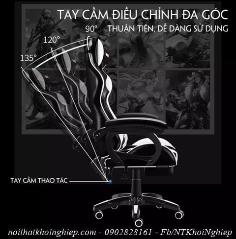 Ghế gaming đẹp giá rẻ màu HỒNG TRẮNG CG001