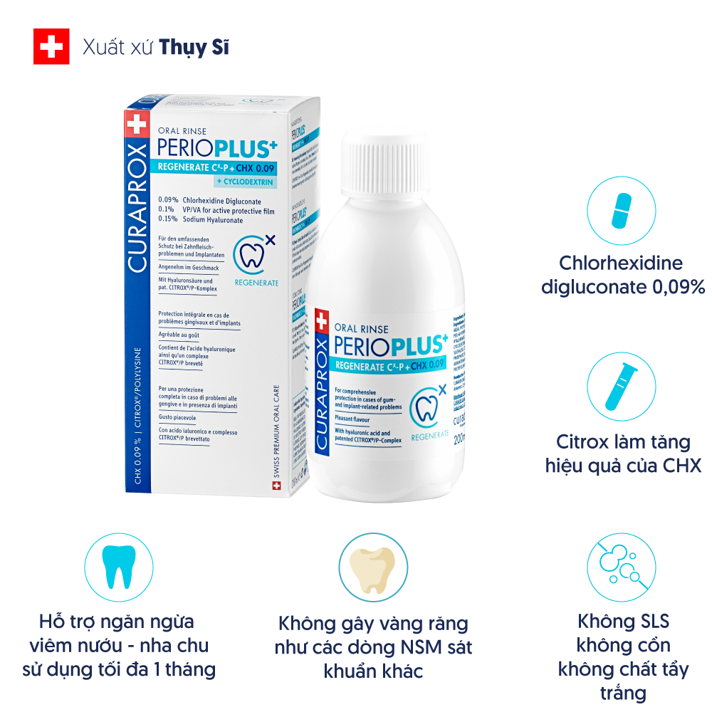  Nước súc miệng Curaprox PerioPlus 0.09 200ml 