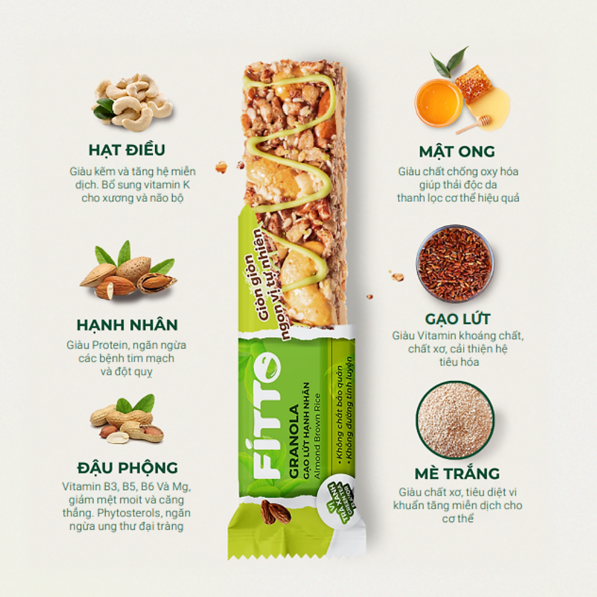  Thanh Năng Lượng Ngũ Cốc Gạo Lức Fitto Nut Bar 35g 