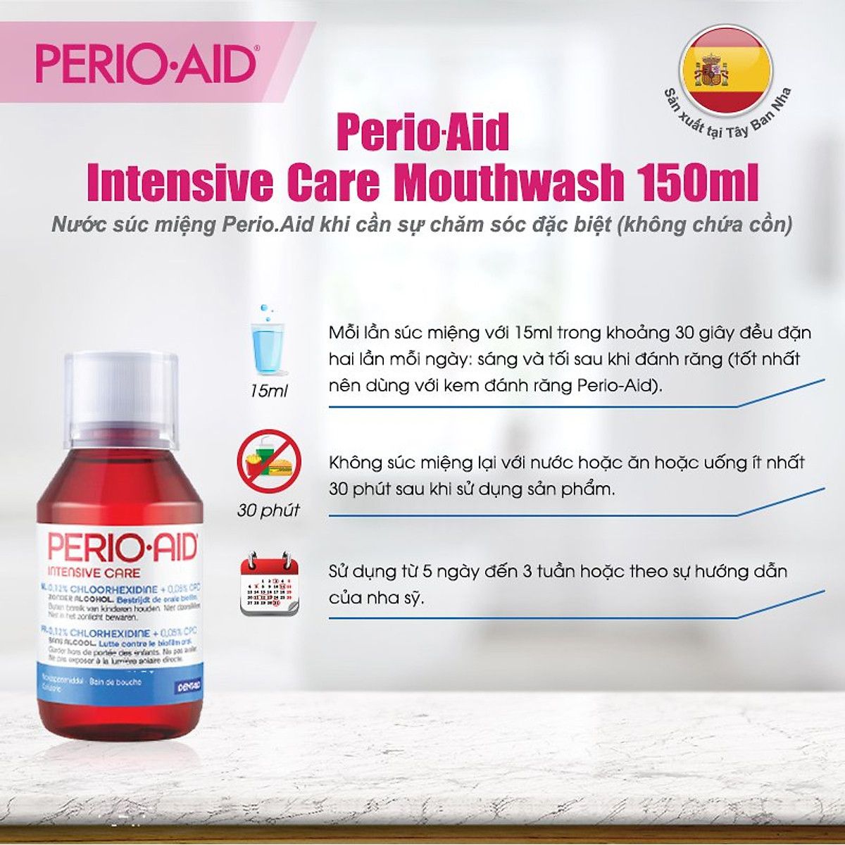  Nước súc miệng Perio-Aid Intensive Care ngừa viêm nướu 150ml 