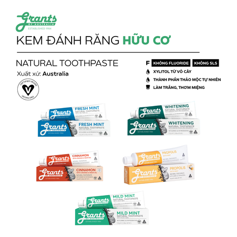  Kem đánh răng Grants hữu cơ 110g 