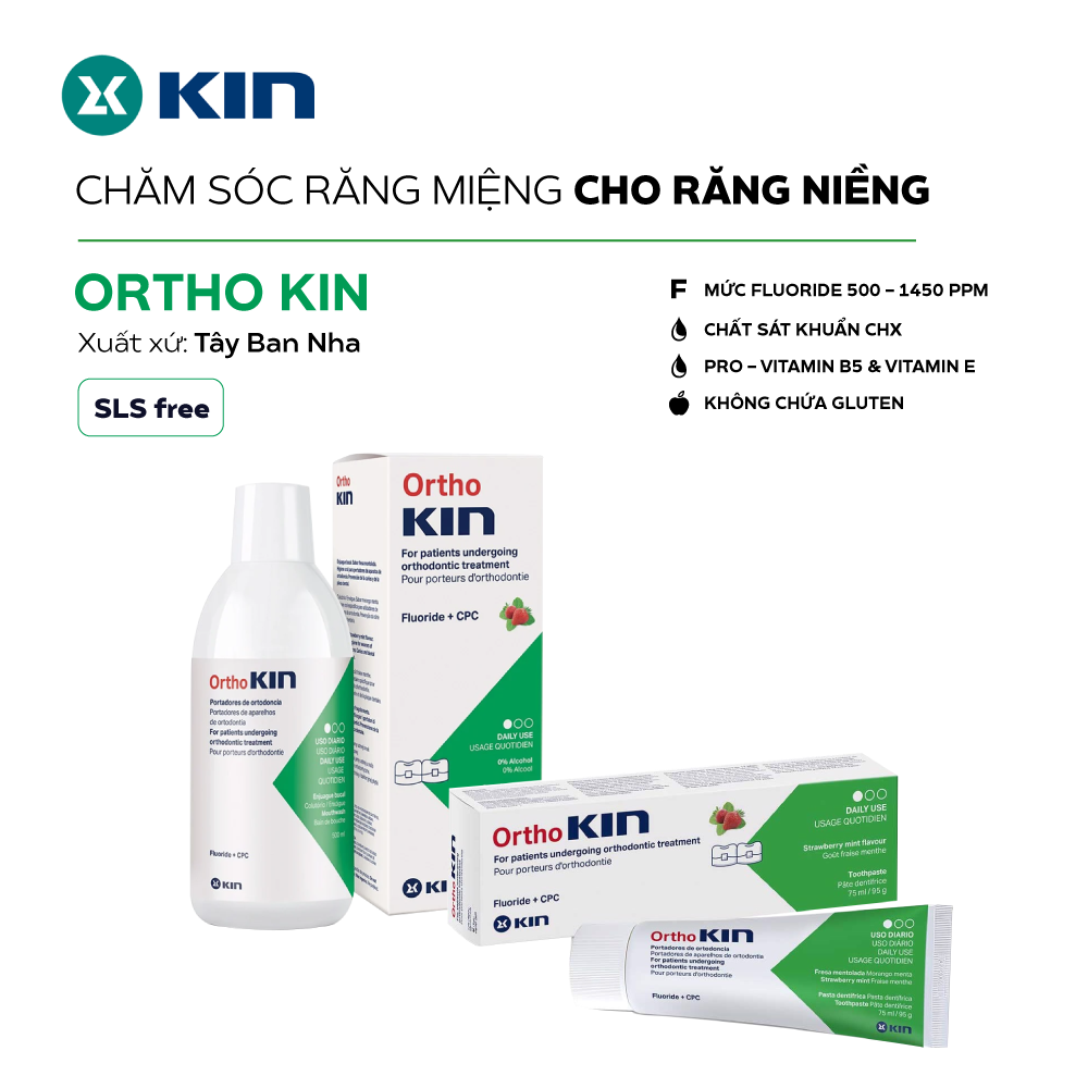  Combo kem đánh răng và nước súc miệng Ortho Kin 