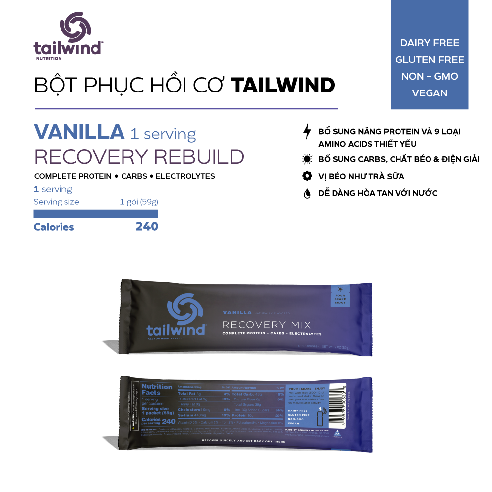  Bột hồi phục cơ Tailwind Recovery Rebuild gói 1 serving 