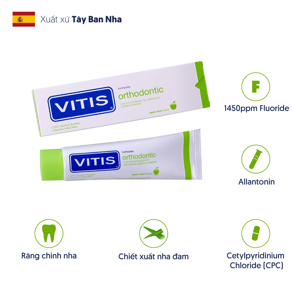  Kem đánh răng Vitis Orthodontic cho răng niềng 100ml 