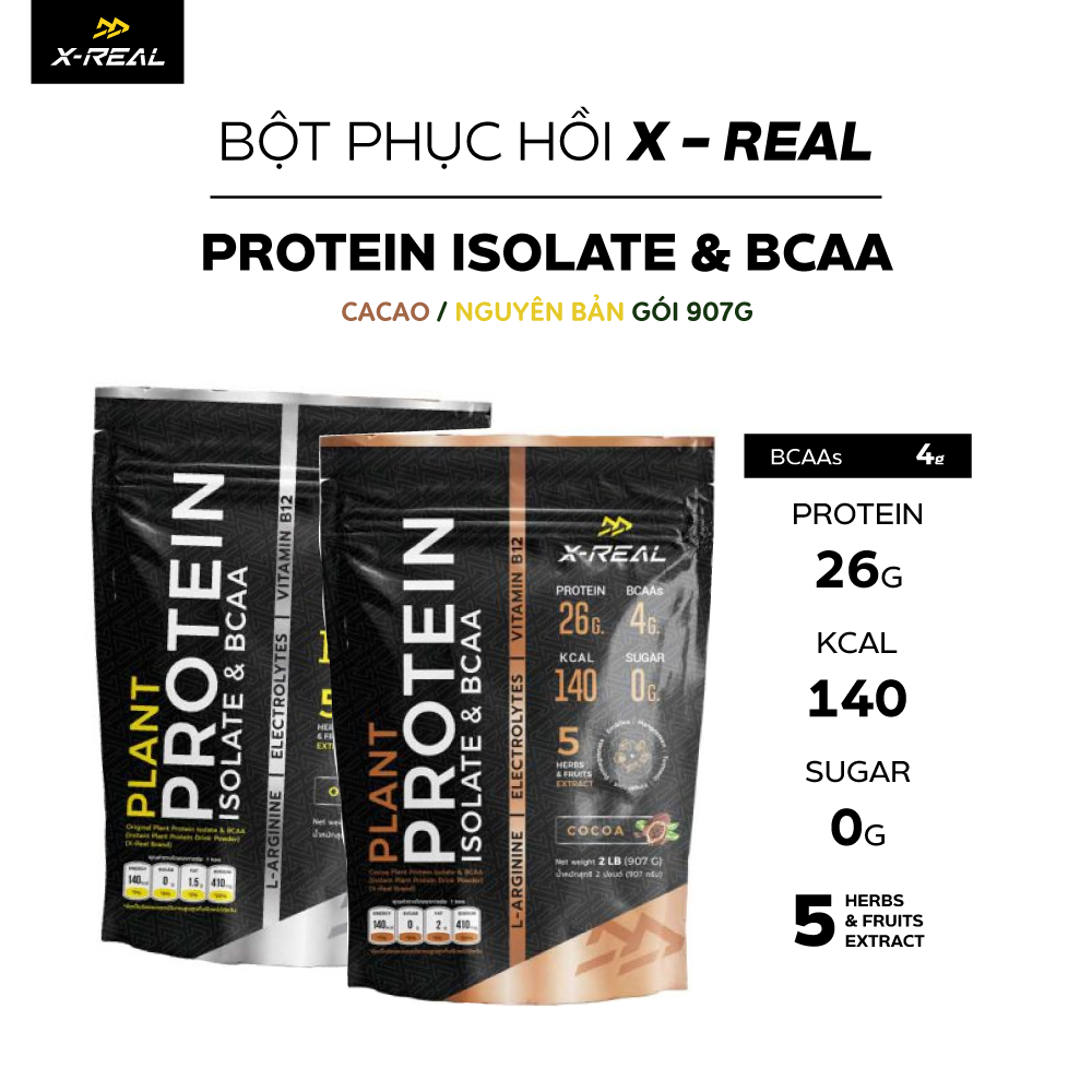  Bột phục hồi năng lượng X-Real với BCAA và Protein thực vật 907g 