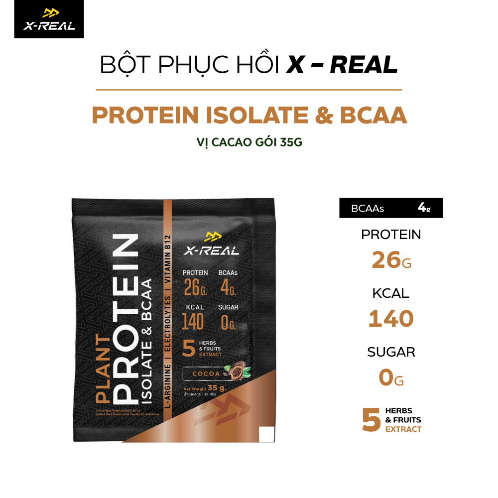  Bột phục hồi năng lượng X-Real với BCAA và Protein thực vật 35g 